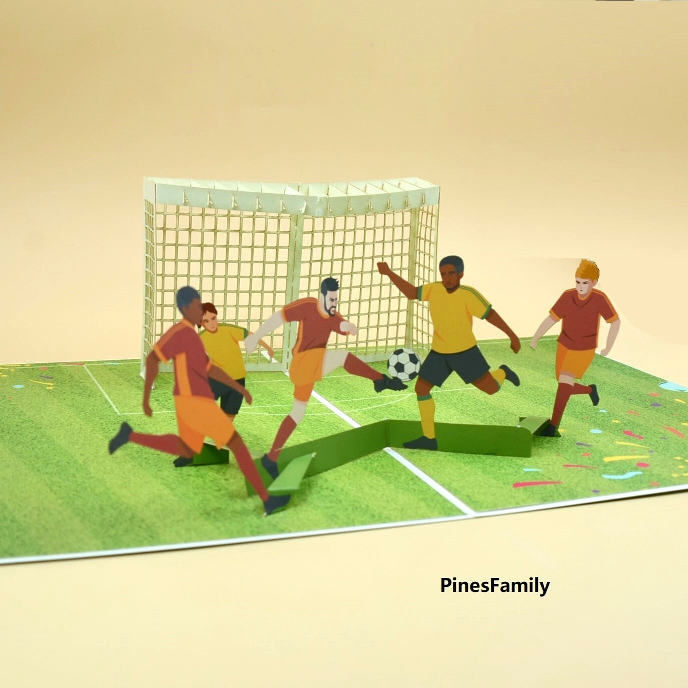 J02-3D Pop-Up Card: Soccer Players in Action! Perfect Gift for Soccer Sports Fan