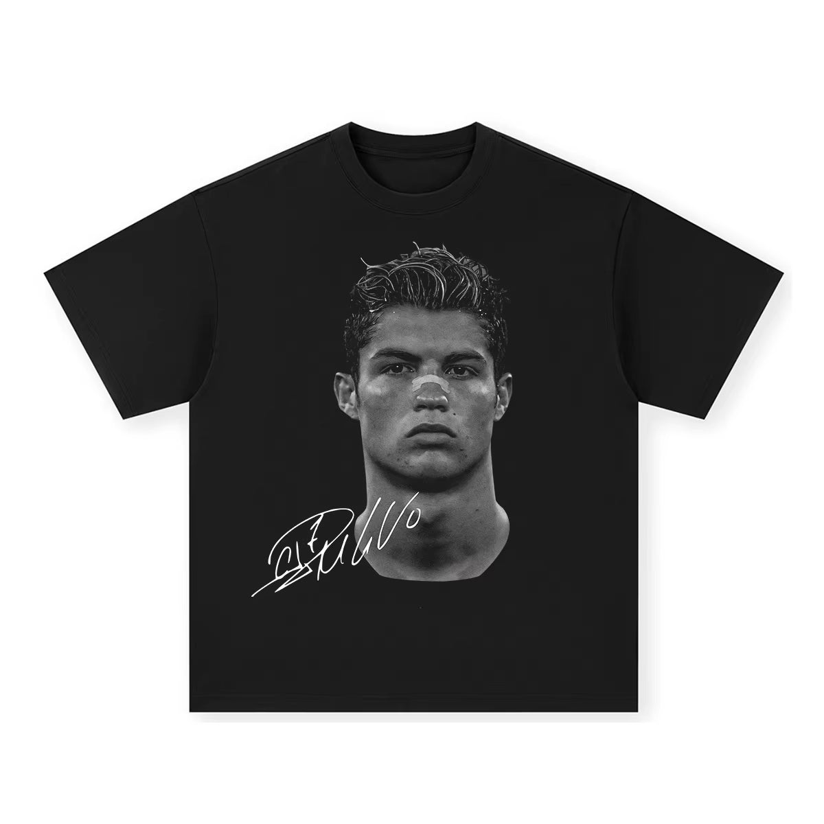 Cristiano Ronaldo Pure Cotton American-Style Streets Both Sexes Fashionable Vintage Print Short-Sleeved T-Shirt