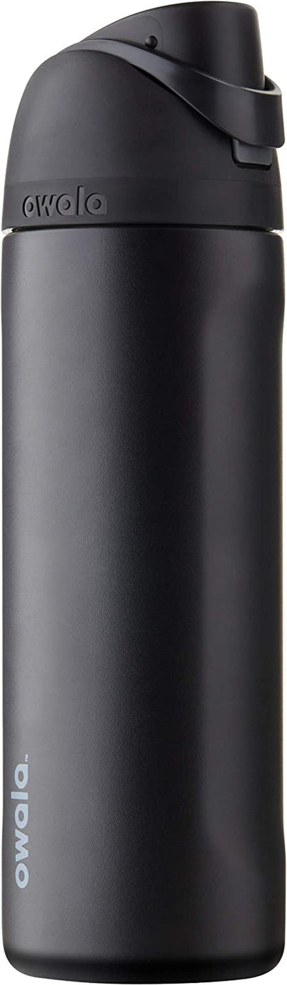 Freesip Insulated Stainless Steel Water Bottle with Straw, Bpa-Free Sports Water Bottle, Great for Travel, 24 Oz, Very, Very Dark