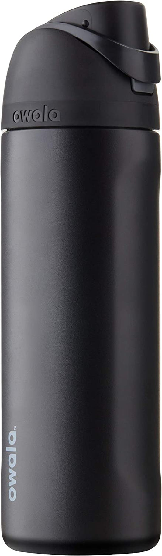Freesip Insulated Stainless Steel Water Bottle with Straw, Bpa-Free Sports Water Bottle, Great for Travel, 24 Oz, Very, Very Dark