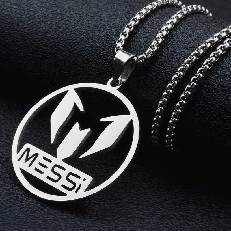 Lionel Messi Stainless Steel Pendant Chain Necklace for Men Boy Accessories Jewelry Football Soccer Star Gift