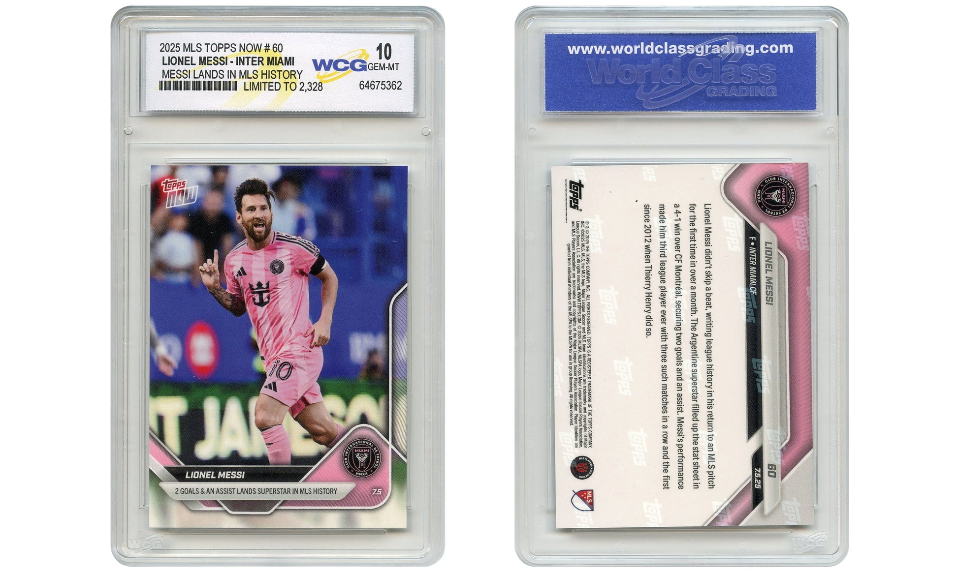 2025 MLS  Card #60 LIONEL MESSI Lands in MLS History - Gem Mint 10