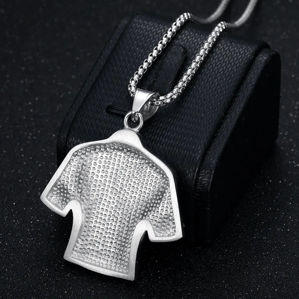 Hip Hop Cool Messi 10 Super Soccer Star Stainless Steel Pendant Clavicle Charming Iced Out Jewelry Men Necklace