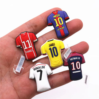 1 Pcs Original Soccer Jersey PVC Shoe Charms Designer Sandals Upper Decorations Accessories Football Clothes Shapes Clogs Buckle