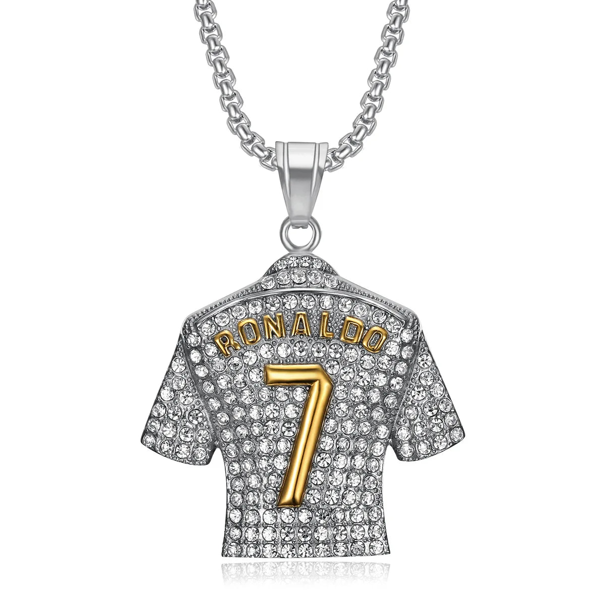 Hip Hop Cool Messi 10 Super Soccer Star Stainless Steel Pendant Clavicle Charming Iced Out Jewelry Men Necklace