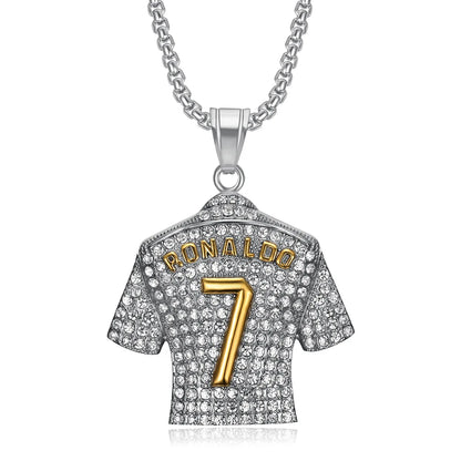 Hip Hop Cool Messi 10 Super Soccer Star Stainless Steel Pendant Clavicle Charming Iced Out Jewelry Men Necklace