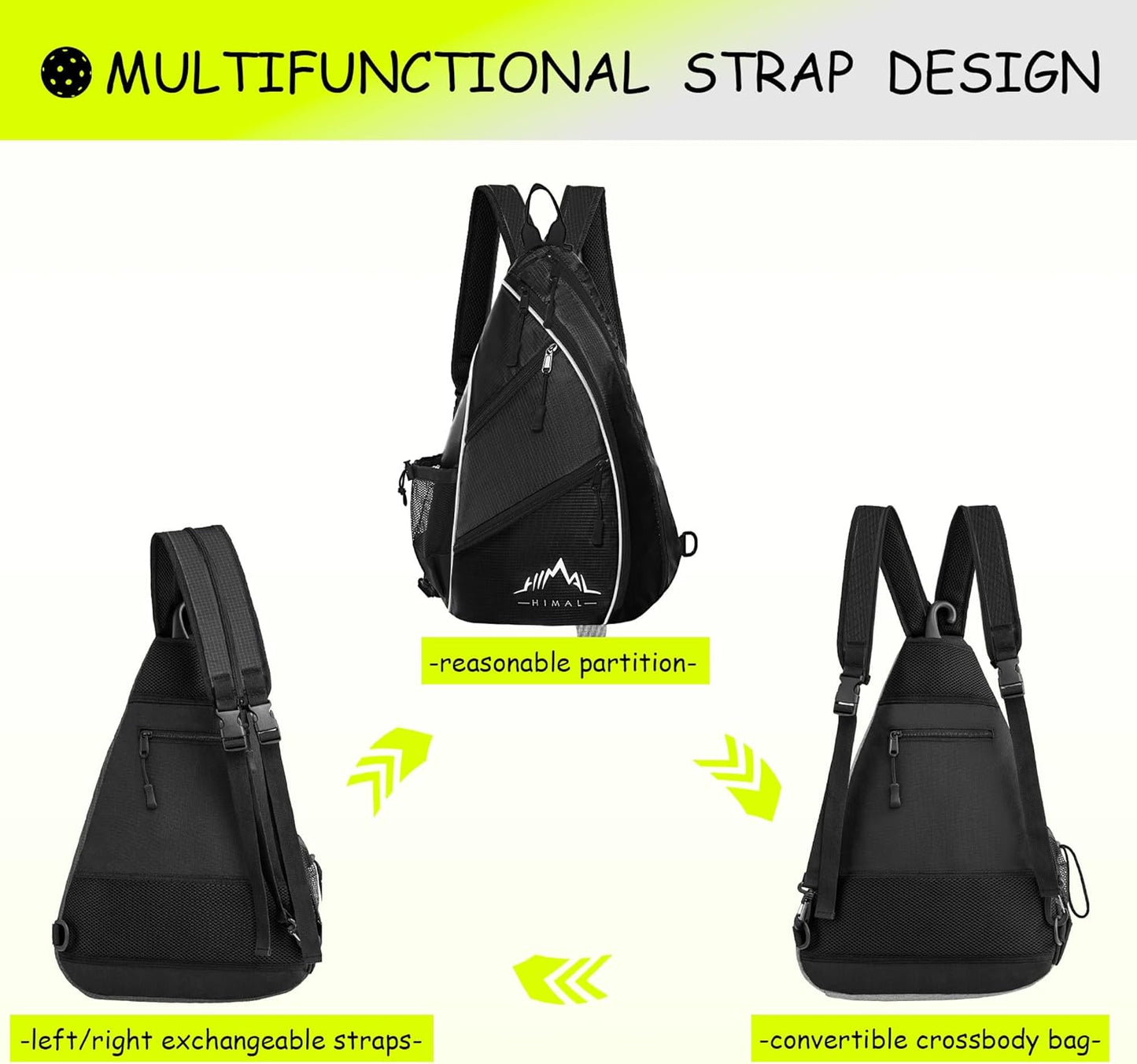 Pickleball Bag Adjustable, Pickleball Backpack with Water Bottle Holder for Men and Women