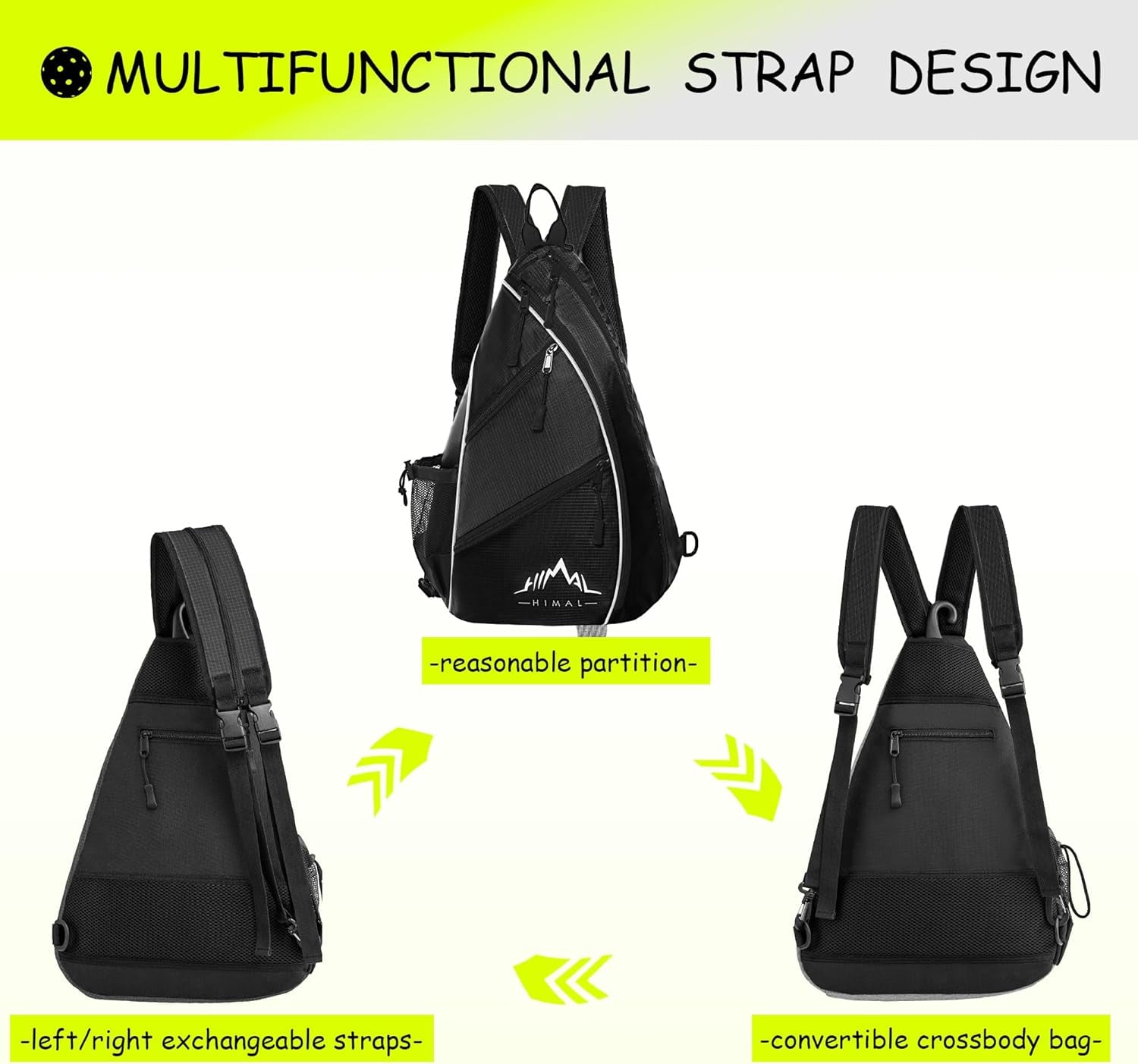 Pickleball Bag Adjustable, Pickleball Backpack with Water Bottle Holder for Men and Women