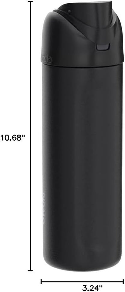 Freesip Insulated Stainless Steel Water Bottle with Straw, Bpa-Free Sports Water Bottle, Great for Travel, 24 Oz, Very, Very Dark