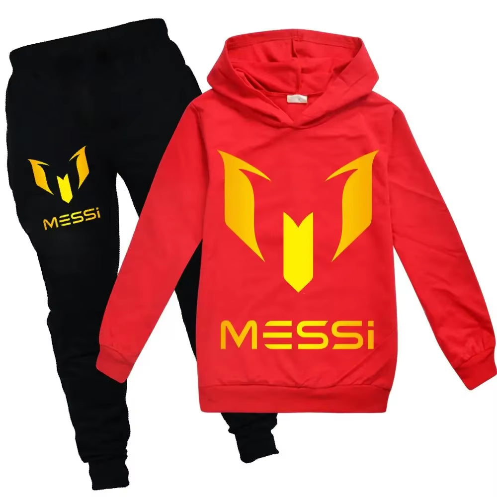 2024 New Argentine Football Superstar Messi Children Hoodie + Pants 2Pcs Sets Kids Boys Girls Spring Autumn Fashion Tracksuits