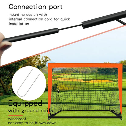 4' X 3' Portable Soccer Goals, Set of 2 Pop up Soccer Goals for Backyard Training for Kids and Teens, Orange