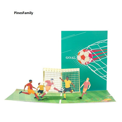 J02-3D Pop-Up Card: Soccer Players in Action! Perfect Gift for Soccer Sports Fan