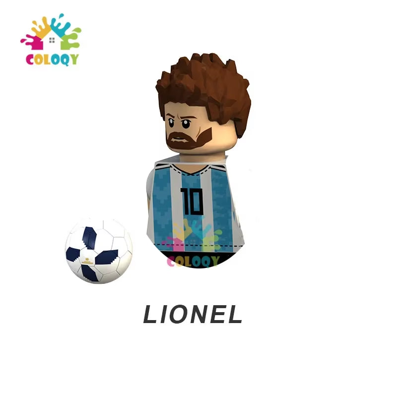 Kids Toys Football Stars Building Blocks Sport Player Bailey Messi Ronaldo Mini Action Figures Toys for Kids Christmas Gifts