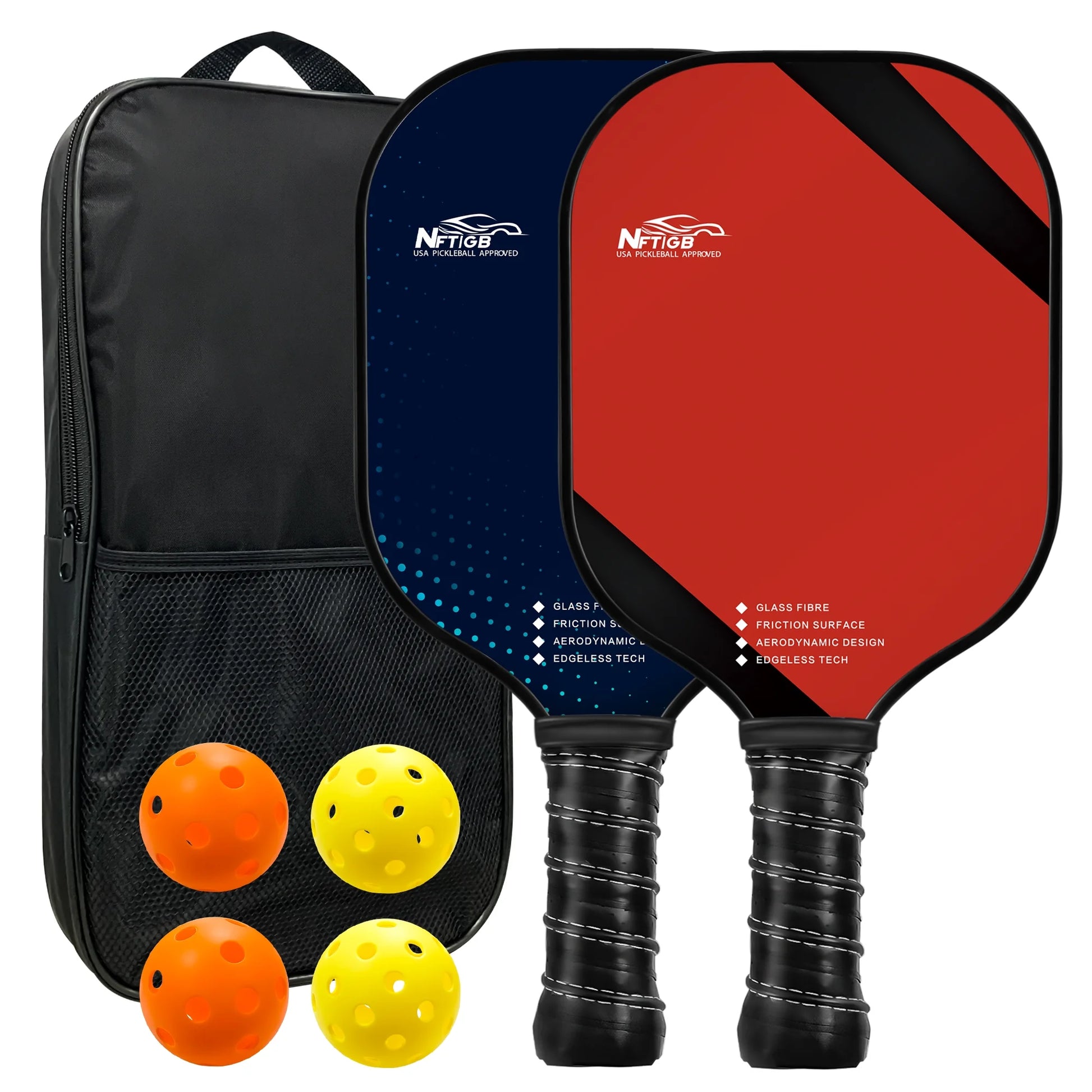 USAPA Approved Pickleball Paddles, Graphite Fiber Polypropylene Honeycomb Core , Pickle Ball Set with 2 Pickle Ball Rackets, 4 Balls and Backpack