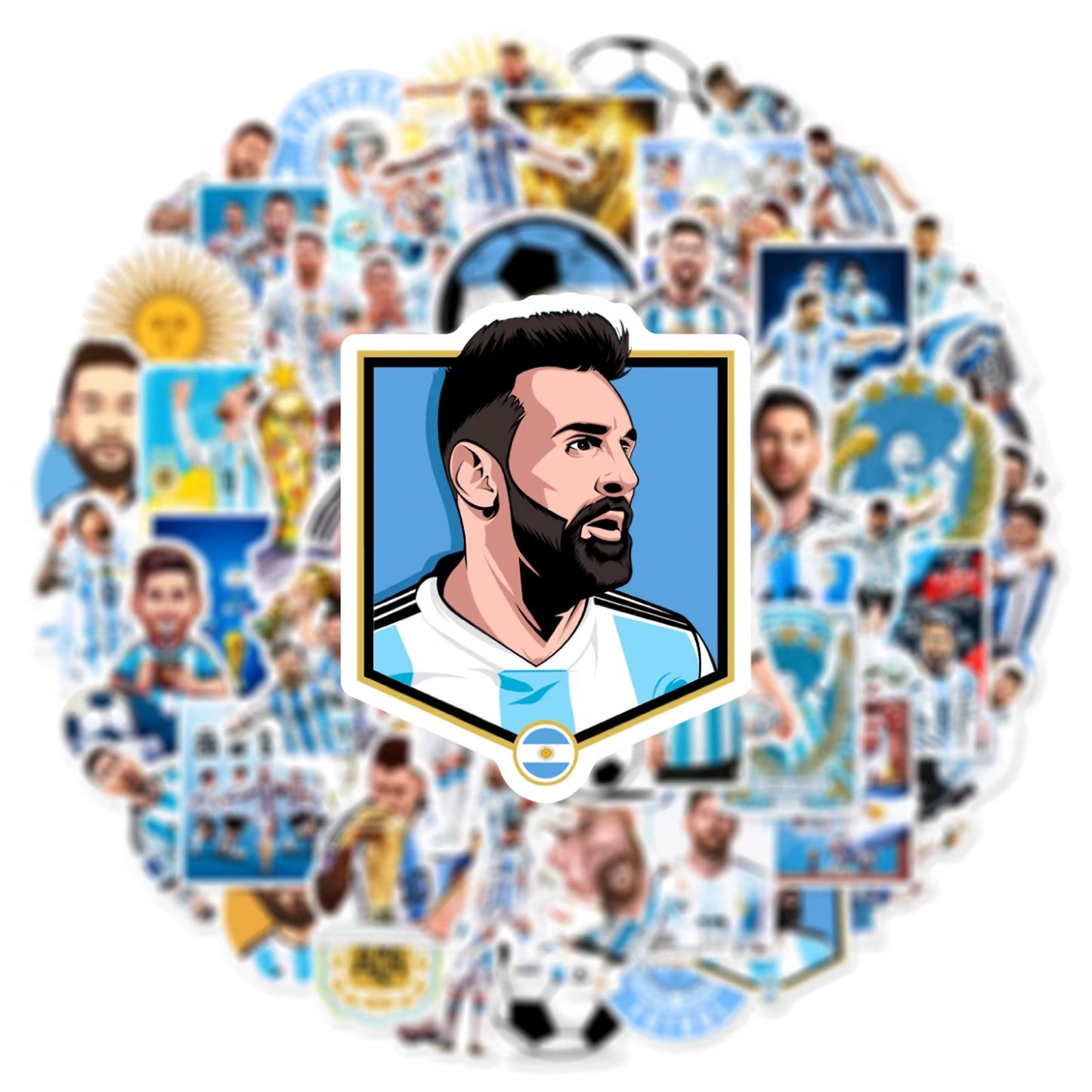 50Pcs Football Star Stickers Messi Sticker,Sports Soccer Sports Stickers,Waterproof Decals for Laptop Luggage Water Bottle