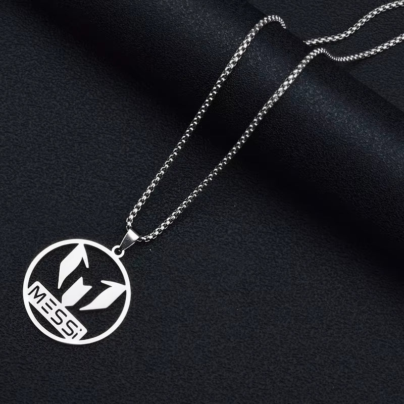 Lionel Messi Stainless Steel Pendant Chain Necklace for Men Boy Accessories Jewelry Football Soccer Star Gift