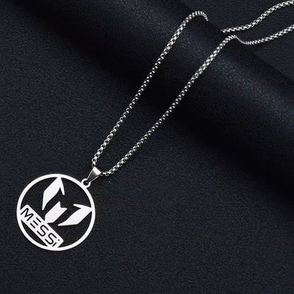 Lionel Messi Stainless Steel Pendant Chain Necklace for Men Boy Accessories Jewelry Football Soccer Star Gift