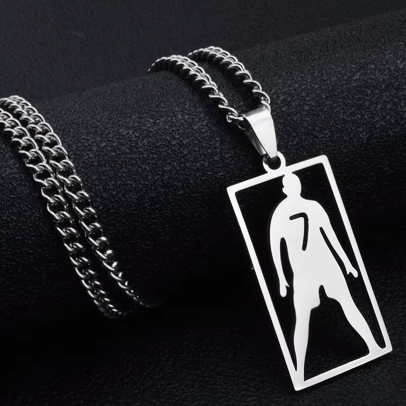 Cristiano Ronaldo Stainless Steel Pendant Necklace for Men Chain Accessories Jewelry Football Soccer Star Gift