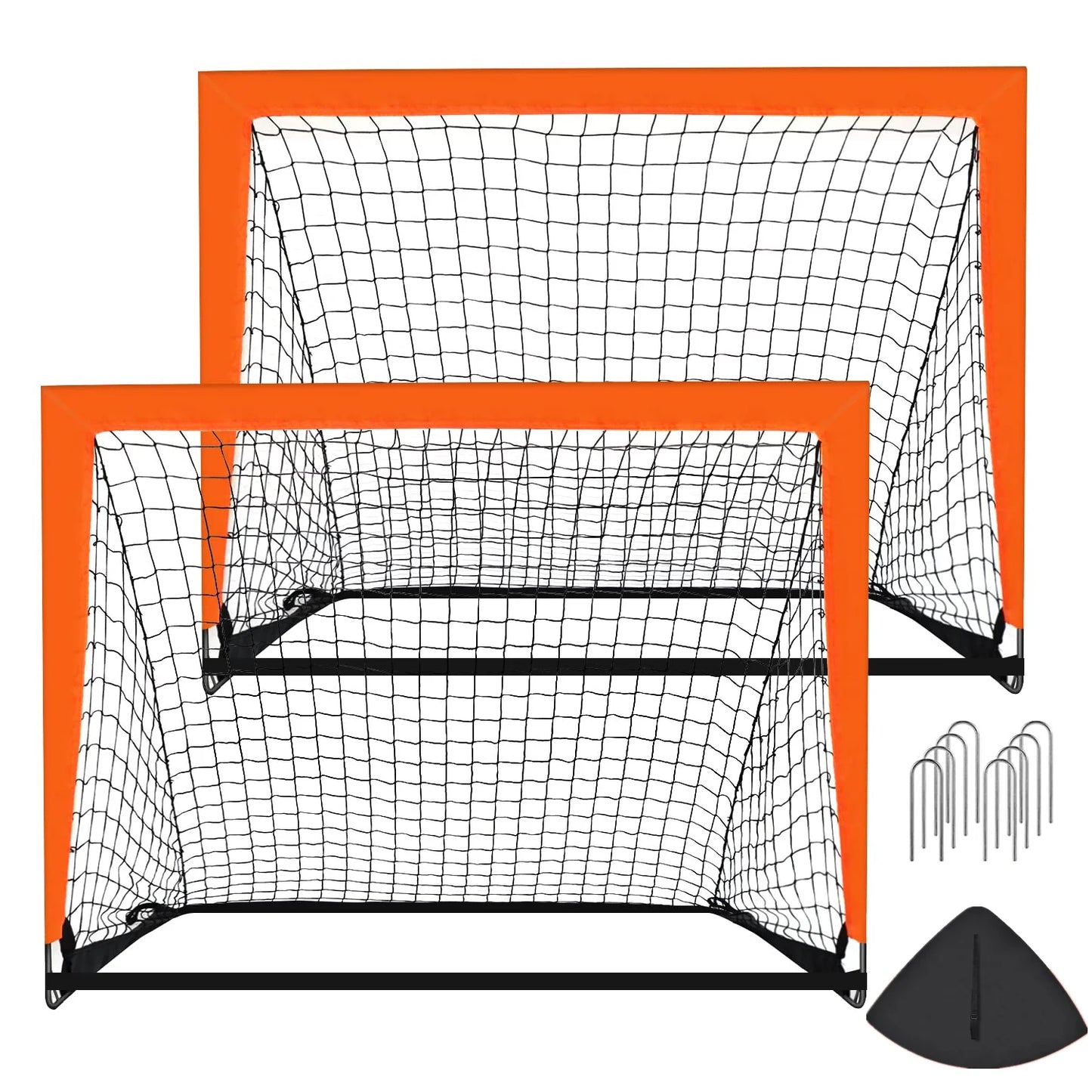 4' X 3' Portable Soccer Goals, Set of 2 Pop up Soccer Goals for Backyard Training for Kids and Teens, Orange