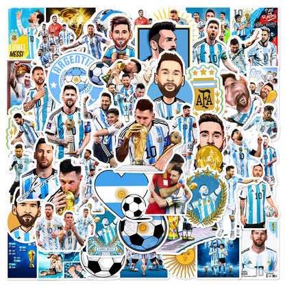 50Pcs Football Star Stickers Messi Sticker,Sports Soccer Sports Stickers,Waterproof Decals for Laptop Luggage Water Bottle