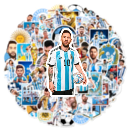 50Pcs Football Star Stickers Messi Sticker,Sports Soccer Sports Stickers,Waterproof Decals for Laptop Luggage Water Bottle
