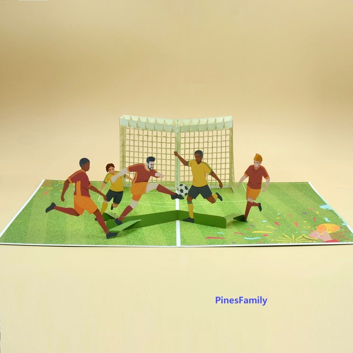 J02-3D Pop-Up Card: Soccer Players in Action! Perfect Gift for Soccer Sports Fan
