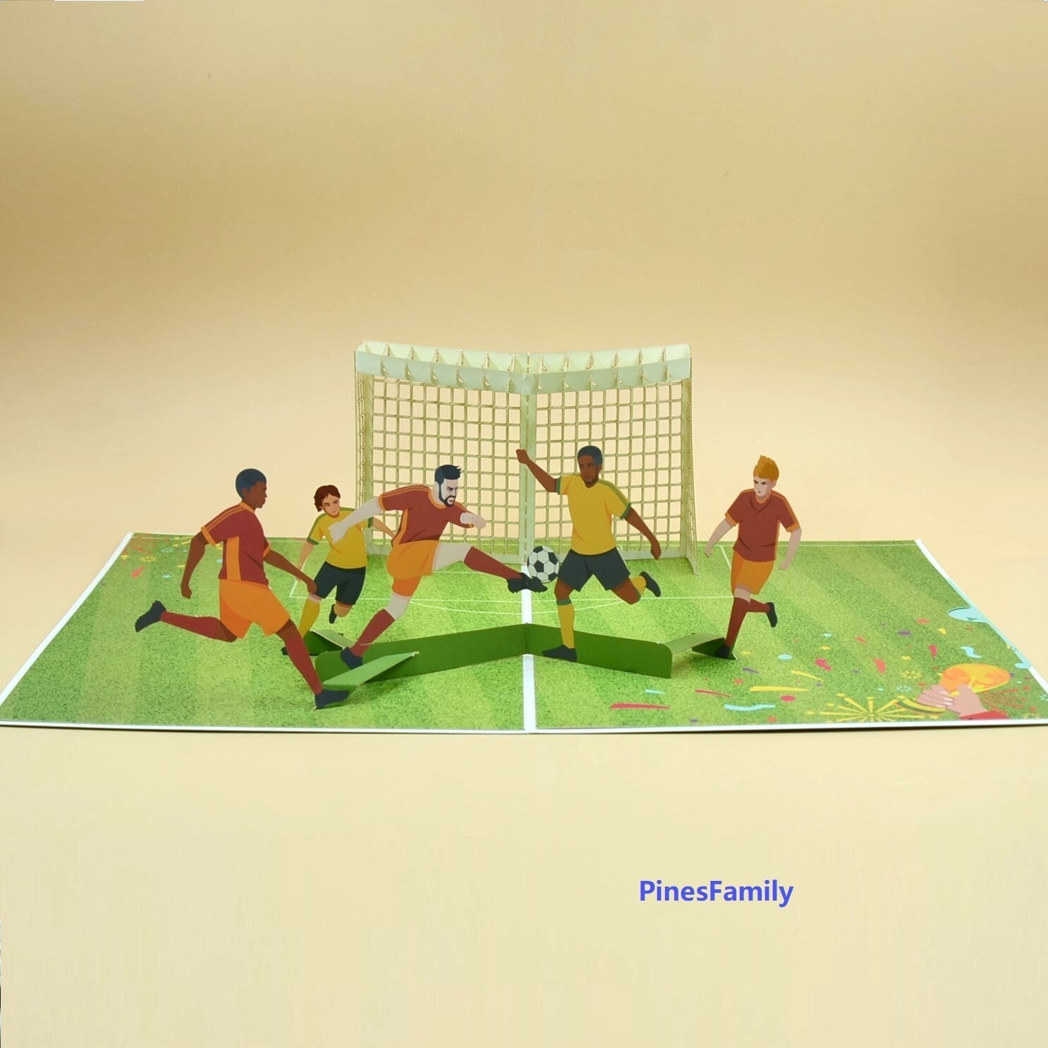 J02-3D Pop-Up Card: Soccer Players in Action! Perfect Gift for Soccer Sports Fan