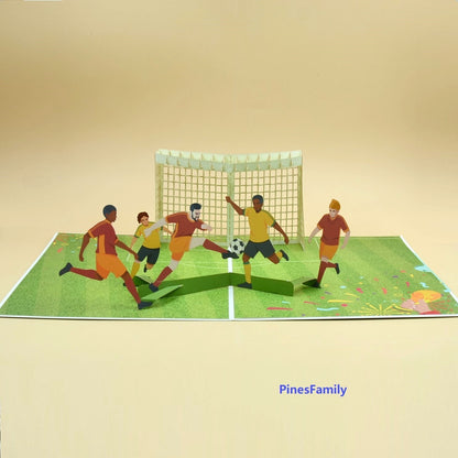 J02-3D Pop-Up Card: Soccer Players in Action! Perfect Gift for Soccer Sports Fan