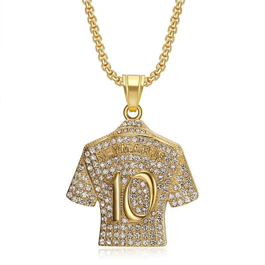 Hip Hop Cool Messi 10 Super Soccer Star Stainless Steel Pendant Clavicle Charming Iced Out Jewelry Men Necklace