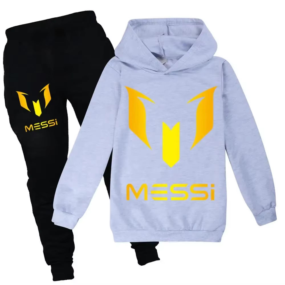 2024 New Argentine Football Superstar Messi Children Hoodie + Pants 2Pcs Sets Kids Boys Girls Spring Autumn Fashion Tracksuits