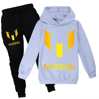2024 New Argentine Football Superstar Messi Children Hoodie + Pants 2Pcs Sets Kids Boys Girls Spring Autumn Fashion Tracksuits