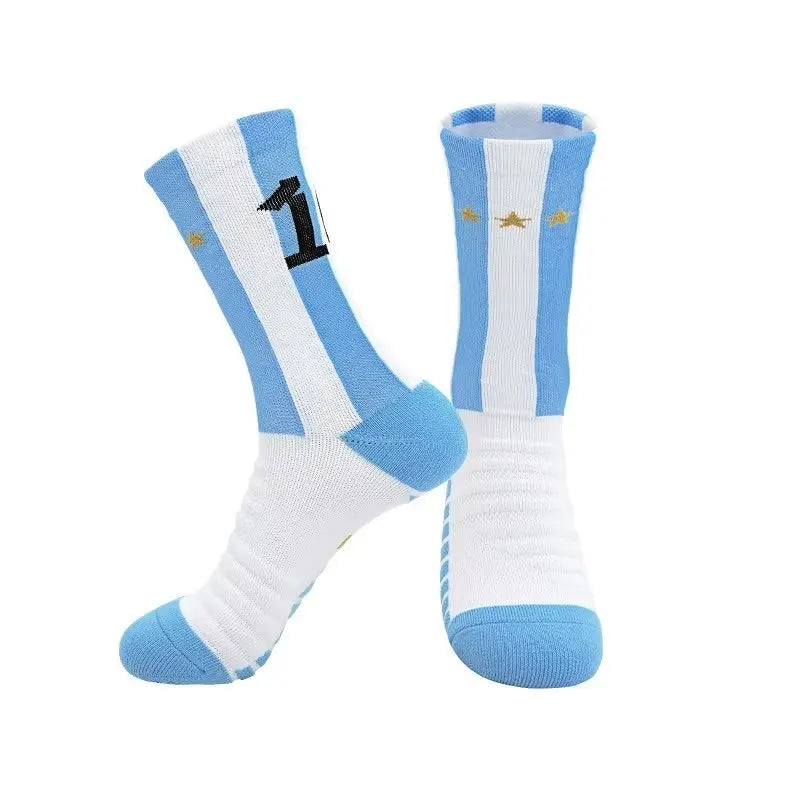 Children National Team Youth Professional Soccer Football Socks Messi Ronaldo Soccer Sock Kids above Knee Long Breathable Sock