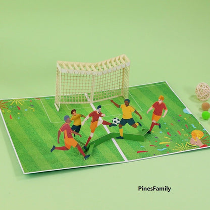 J02-3D Pop-Up Card: Soccer Players in Action! Perfect Gift for Soccer Sports Fan