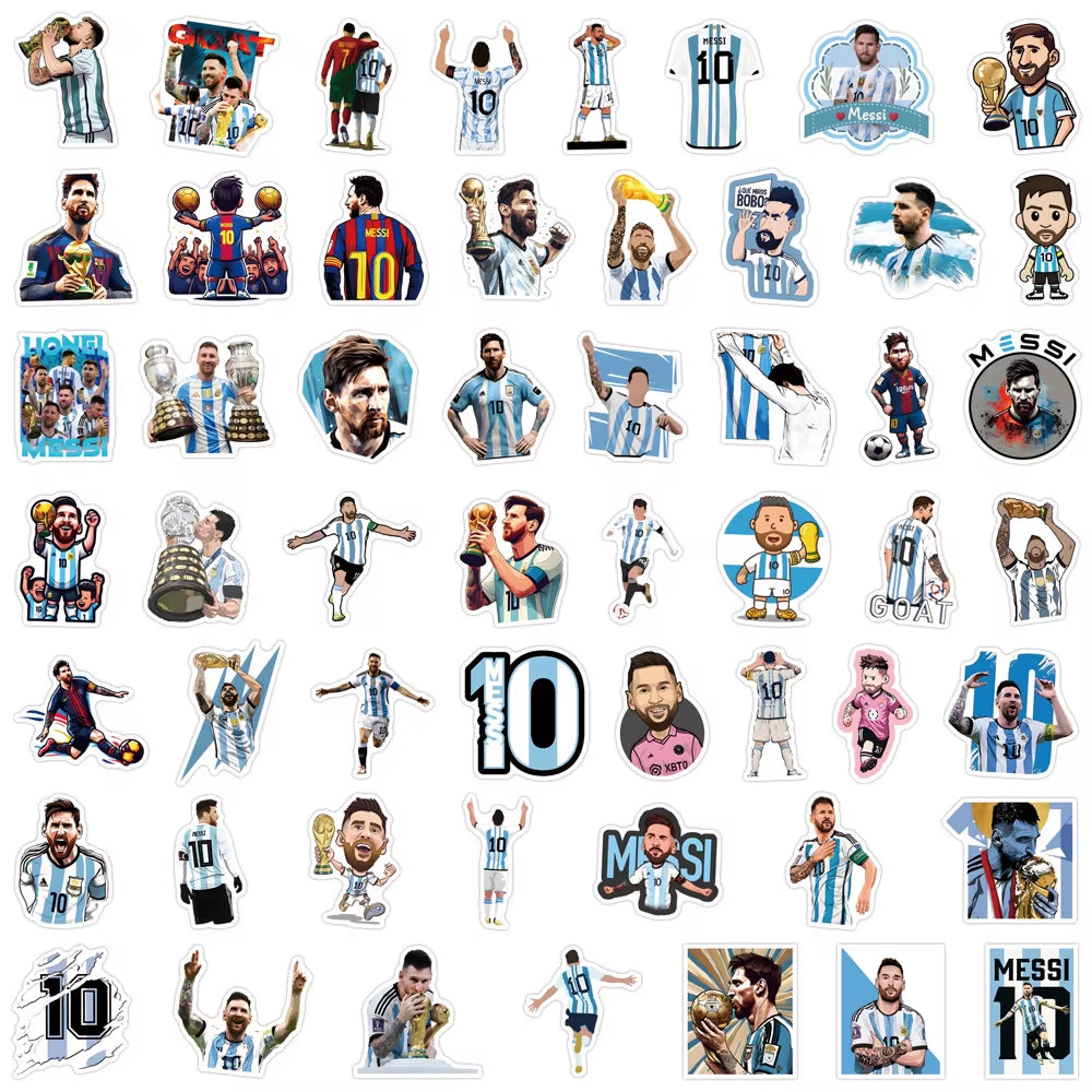50Pcs Lionel Messi Stickers Messi DIY Stickers Scrapbooking Phone Luggage Skateboard Waterproof Decals