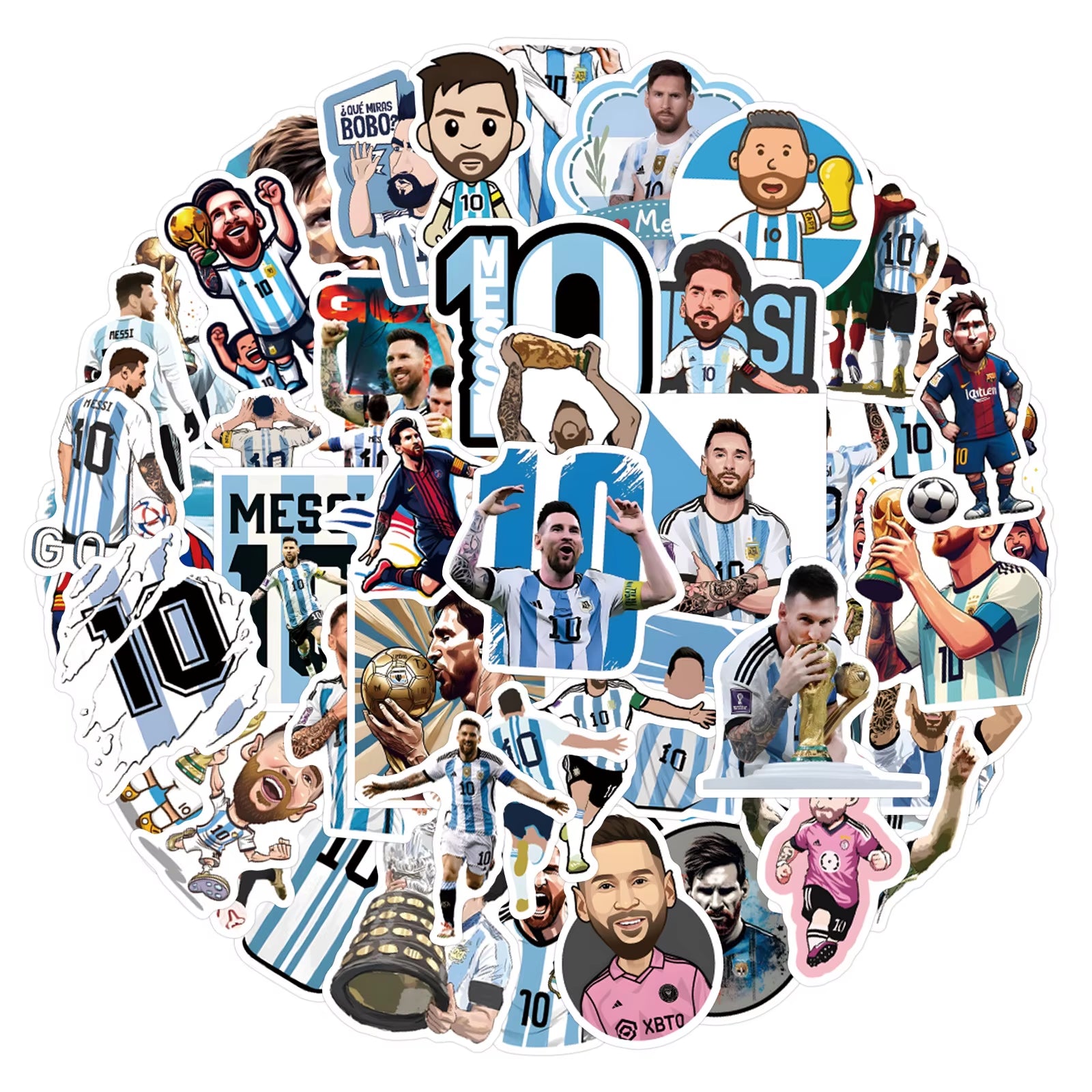 50Pcs Lionel Messi Stickers Messi DIY Stickers Scrapbooking Phone Luggage Skateboard Waterproof Decals