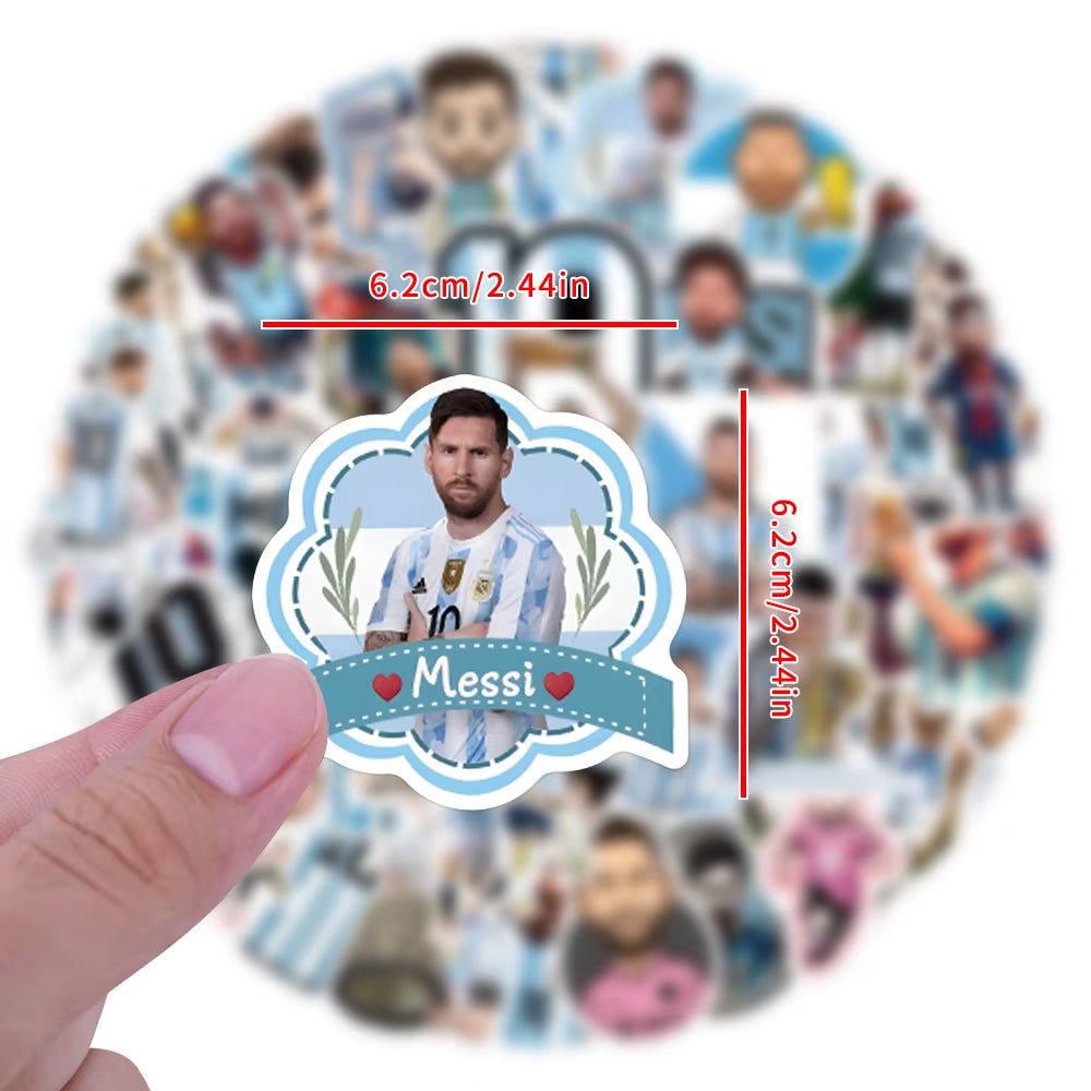 50Pcs Lionel Messi Stickers Messi DIY Stickers Scrapbooking Phone Luggage Skateboard Waterproof Decals
