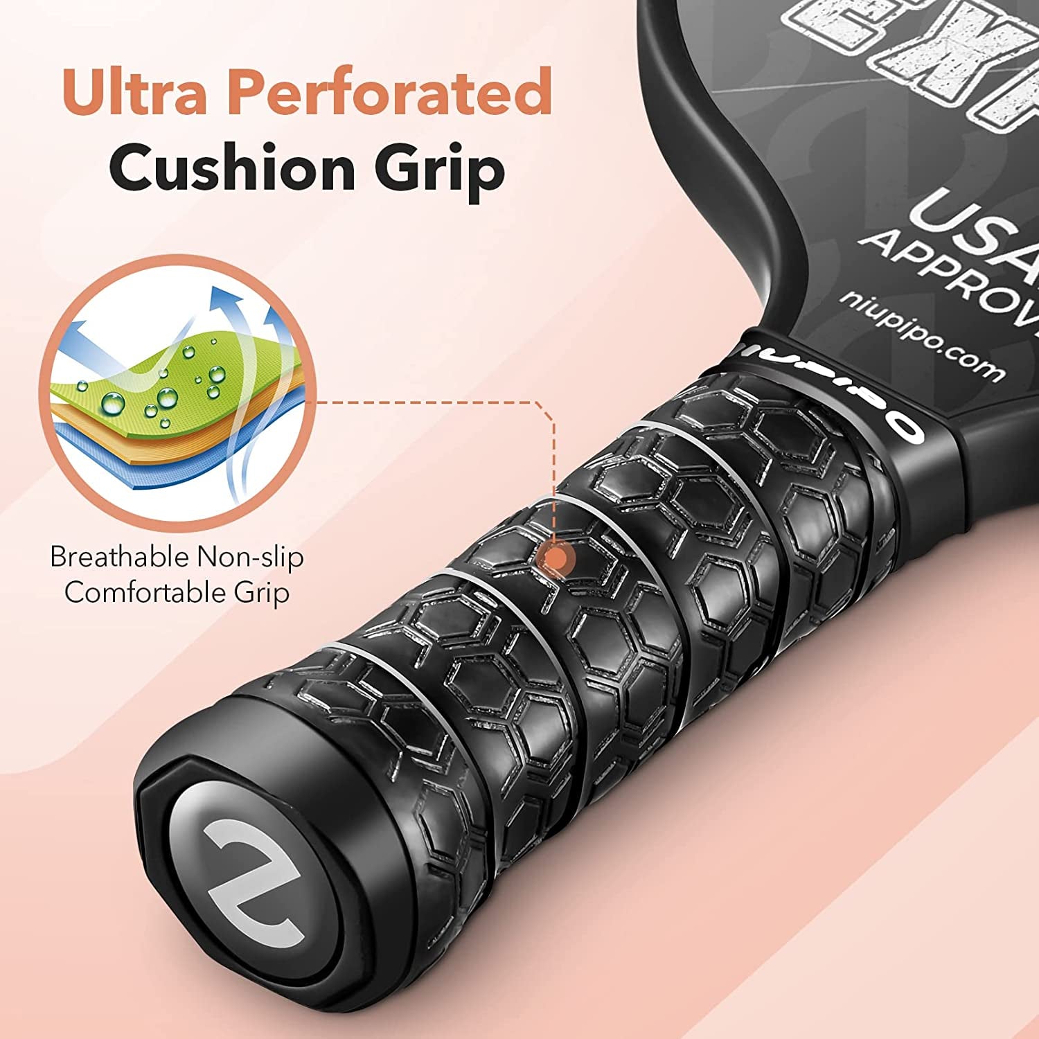 Explorer Pickleball Paddle - Fiberglass, USA Approved Professional Pickleball Paddles, Polypropylene Honeycomb Core, Ultra Cushion, 4.96″ Grip Size, Mid-Weight with Cover, for Advanced Players