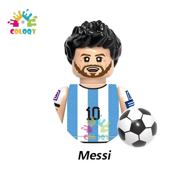 Kids Toys Football Stars Building Blocks Sport Player Bailey Messi Ronaldo Mini Action Figures Toys for Kids Christmas Gifts