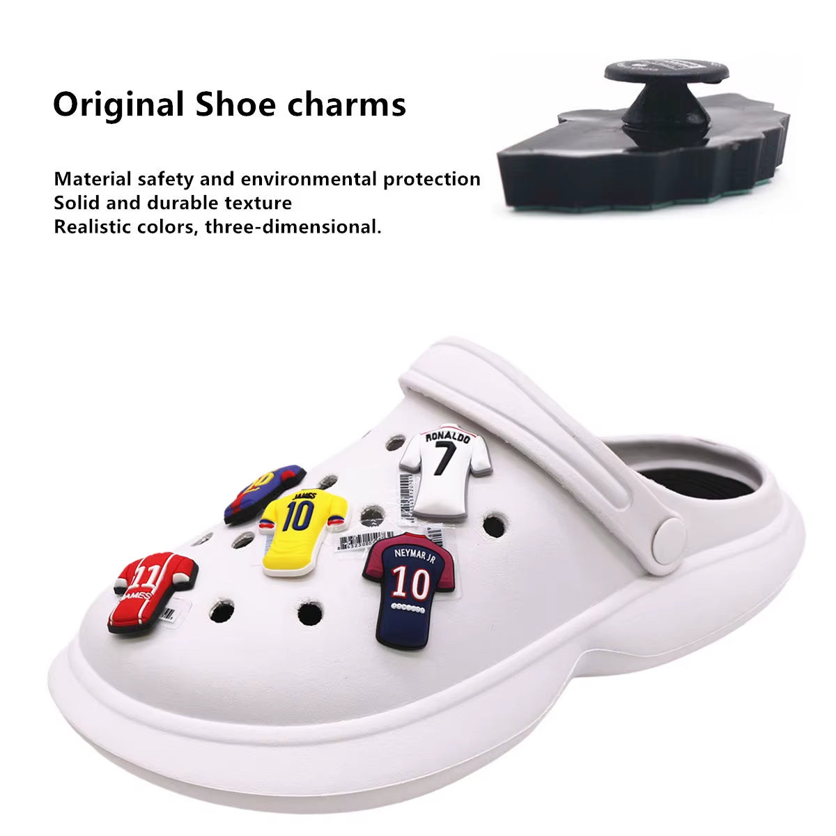1 Pcs Original Soccer Jersey PVC Shoe Charms Designer Sandals Upper Decorations Accessories Football Clothes Shapes Clogs Buckle