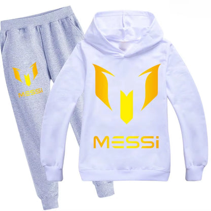 2024 New Argentine Football Superstar Messi Children Hoodie + Pants 2Pcs Sets Kids Boys Girls Spring Autumn Fashion Tracksuits