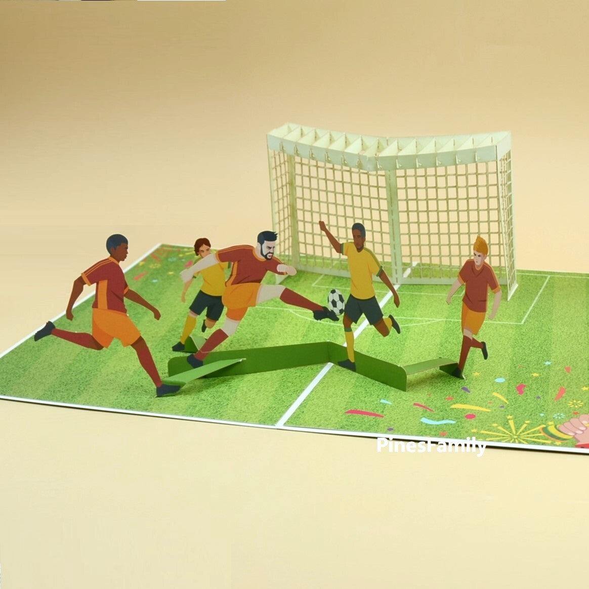 J02-3D Pop-Up Card: Soccer Players in Action! Perfect Gift for Soccer Sports Fan