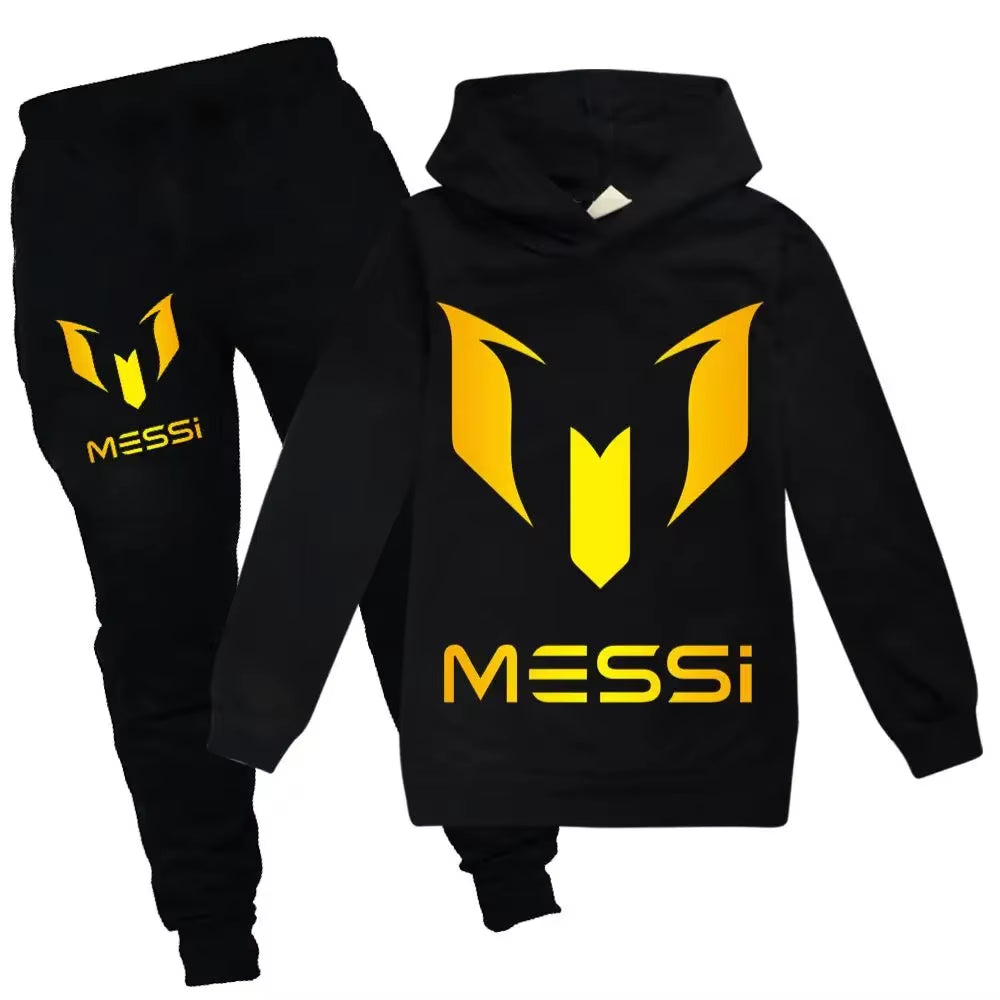 2024 New Argentine Football Superstar Messi Children Hoodie + Pants 2Pcs Sets Kids Boys Girls Spring Autumn Fashion Tracksuits