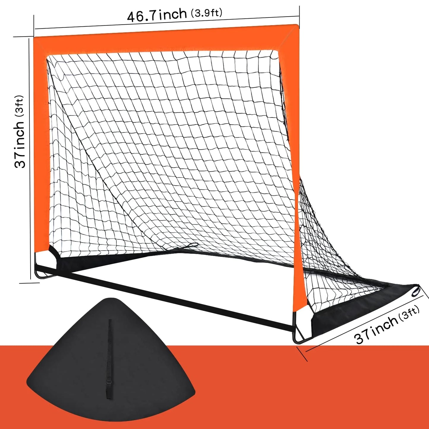 4' X 3' Portable Soccer Goals, Set of 2 Pop up Soccer Goals for Backyard Training for Kids and Teens, Orange