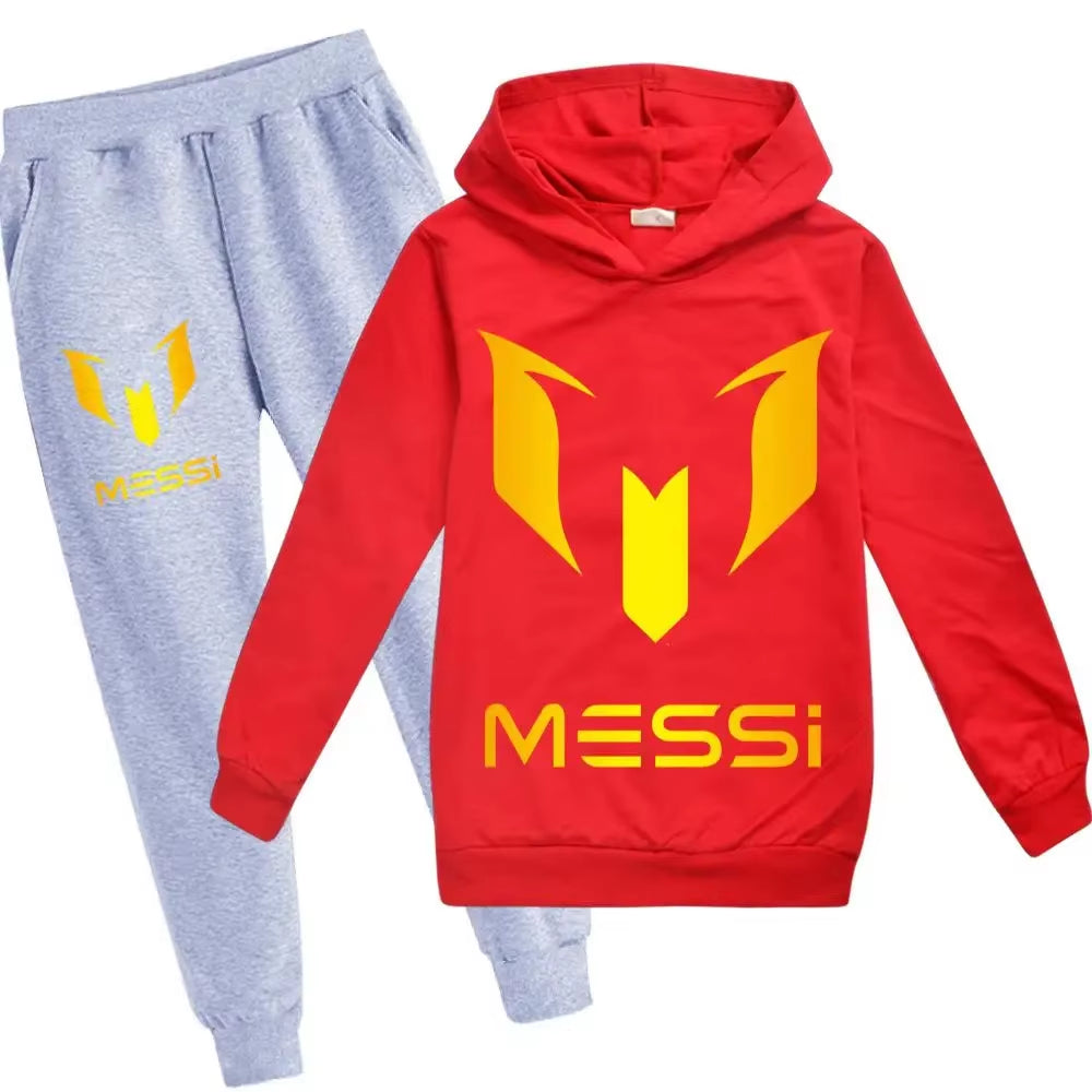 2024 New Argentine Football Superstar Messi Children Hoodie + Pants 2Pcs Sets Kids Boys Girls Spring Autumn Fashion Tracksuits