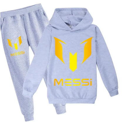 2024 New Argentine Football Superstar Messi Children Hoodie + Pants 2Pcs Sets Kids Boys Girls Spring Autumn Fashion Tracksuits