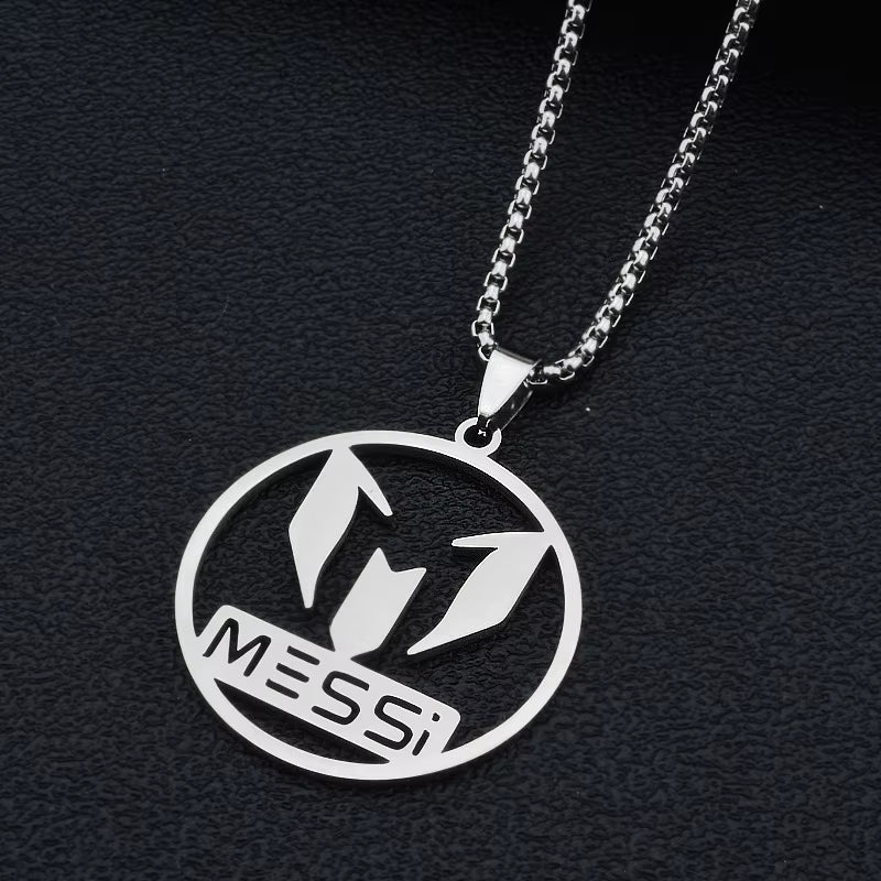 Lionel Messi Stainless Steel Pendant Chain Necklace for Men Boy Accessories Jewelry Football Soccer Star Gift