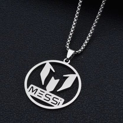 Lionel Messi Stainless Steel Pendant Chain Necklace for Men Boy Accessories Jewelry Football Soccer Star Gift