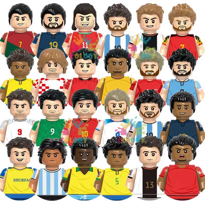 Kids Toys Football Stars Building Blocks Sport Player Bailey Messi Ronaldo Mini Action Figures Toys for Kids Christmas Gifts