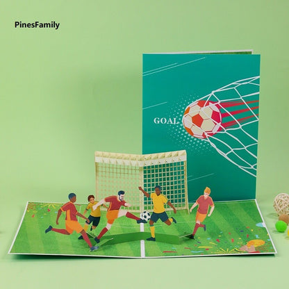 J02-3D Pop-Up Card: Soccer Players in Action! Perfect Gift for Soccer Sports Fan