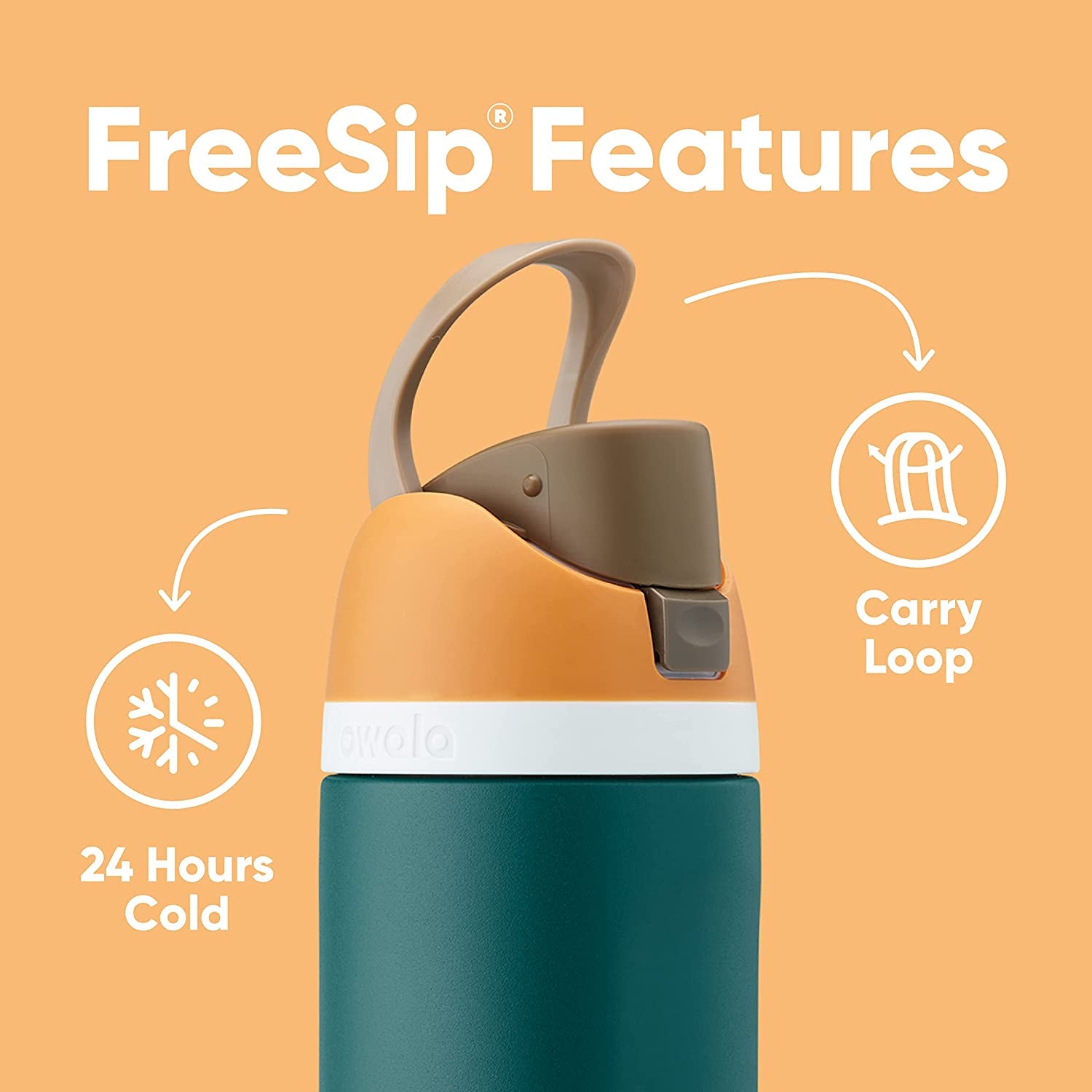 Freesip Insulated Stainless Steel Water Bottle with Straw, Bpa-Free Sports Water Bottle, Great for Travel, 24 Oz, Very, Very Dark